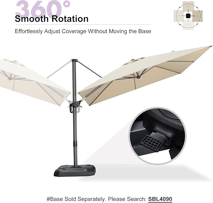 PURPLE LEAF 9 Feet Patio Umbrella Outdoor Cantilever Square Umbrella Aluminum Offset Umbrella with 360-degree Rotation for Garden Deck Pool Patio, Beige