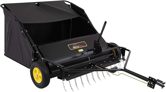 Brinly STS-42BHDK-A 42" Tow-Behind Lawn Sweeper with Dethatcher and Hamper Windscreen