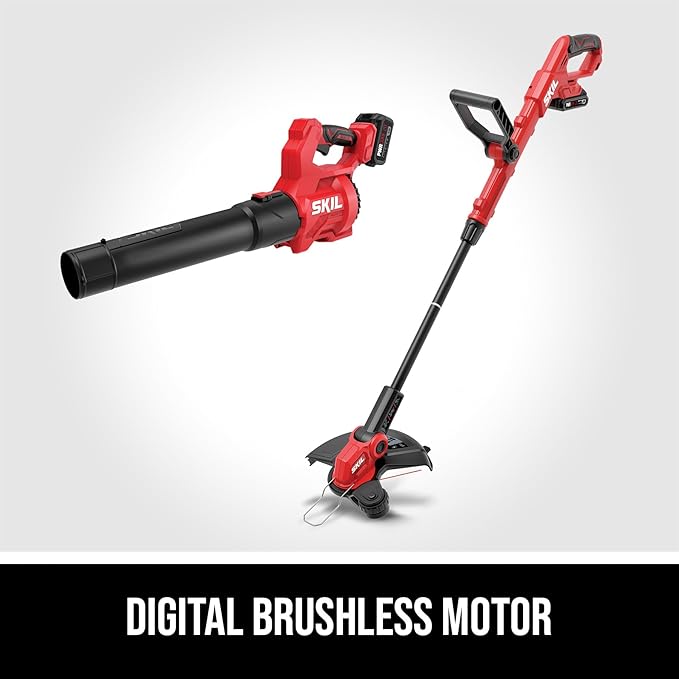 SKIL PWR CORE 20 12" Pivoting Head String Trimmer, and 420 CFM Leaf Blower Kit, 20-Volt Battery and Charger Included - CB1200B-13