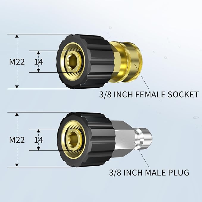 Pressure Washer Hose 125FT, 4200PSI High Tensile Wire Braid Kink Resistant Power Washer Extension Hose, 1/4" Flexible Replacement Hose with M22-14mm Brass Swivel Thread and 3/8 Quick Connect