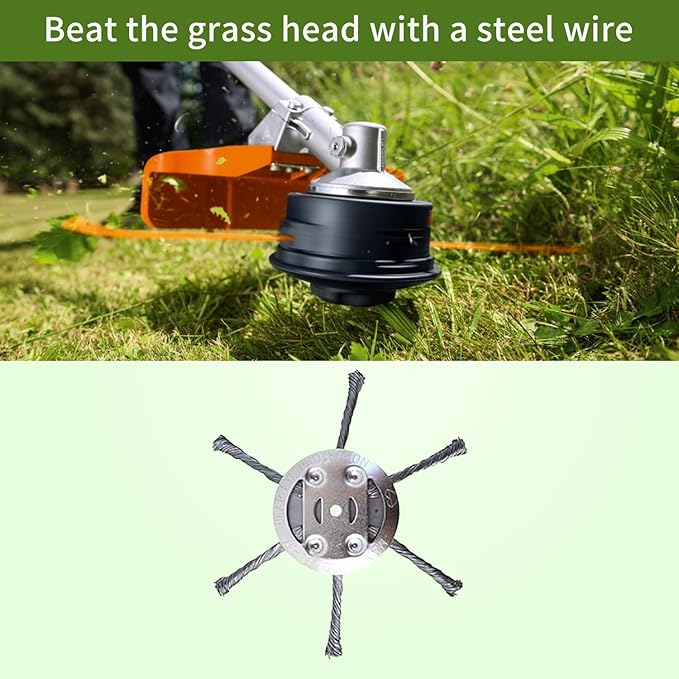 QNHMPW 2PCS Steel Wire Grass Trimmer Head,6 Inch Universal Steel Wire Weed Trimmer Head,for Electric & Cordless String Trimmers,Applicable to Most Lawn Mower