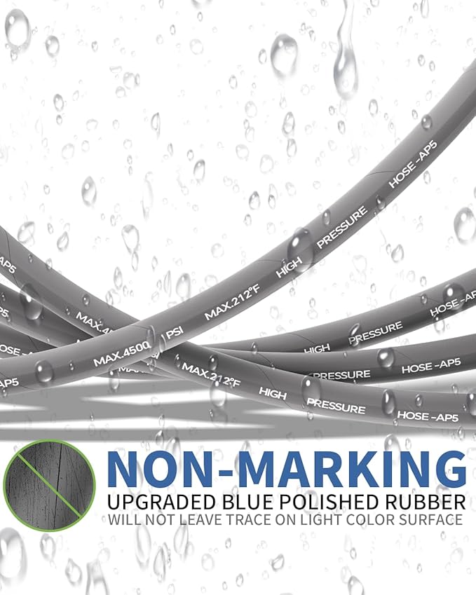 Pressure Washer Hose 125FT 3/8" for Cold and Hot Water 212°F, with Swivel Quick Connect, 4500PSI Kink Resistant Grade Steel Wire Braided, Power Washer Hose With 2pcs M22-14mm Adapter