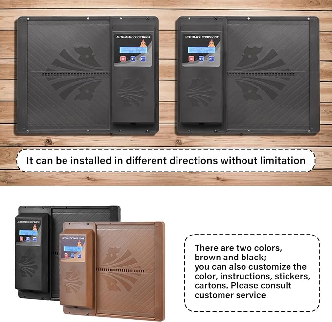 Large Automatic Chicken Coop Door, Side Opening Poultry Entry with Timer Control, Anti-Pinch Safety, Battery or USB Power, LCD Screen, Quick Install for Backyard Chicken House