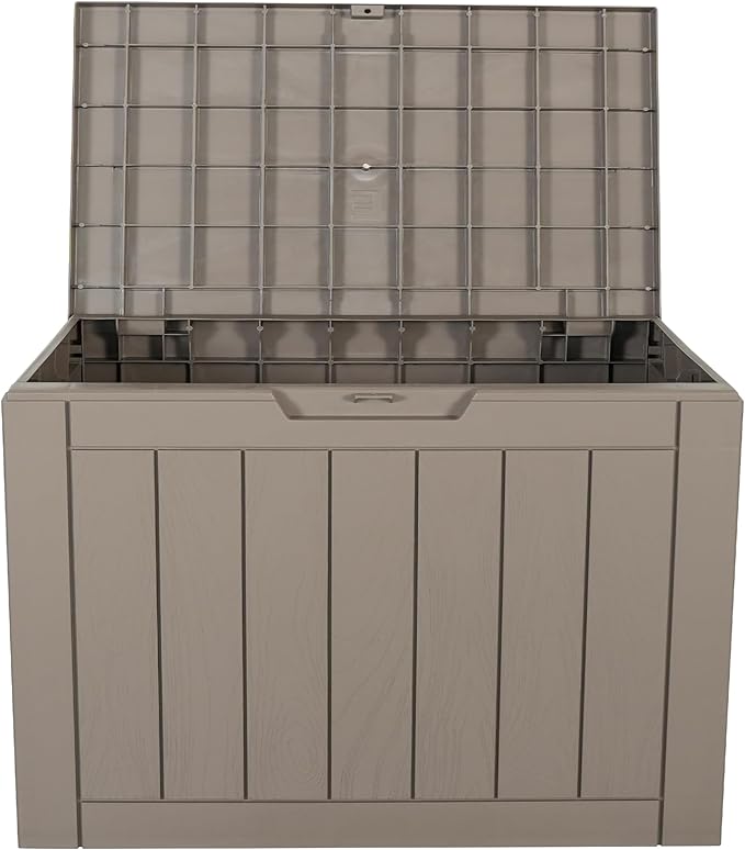 BTEXPERT Set of 2, Indoor Outdoor Storage Box, 30 Gallon Resin Deck Container for Package Delivery Patio Furniture Cushions Garden Tools Pool Sports Equipment UV Resistant Waterproof Lockable