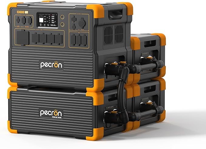 pecron Portable Power Station 3072Wh E3600LFP with 3xEP3000-48V(3072Wh) Expandable to 12288Wh, 5x3600W AC Outlets Power Station, LiFePO4 Battery Backup Solar Generator for RV, Camping, CPAP, Emergency