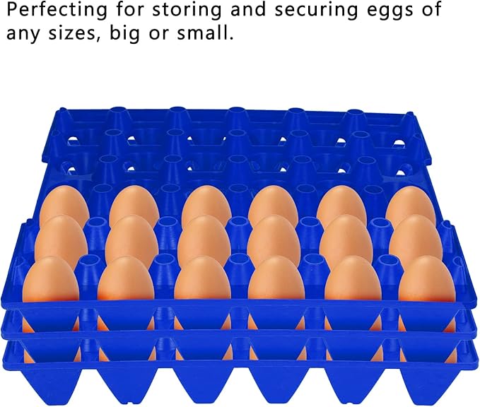 Egg Crate, 5PCS Flats 30 Cell Egg Crates Holder Tray Egg Tray Egg Cartons Stackable Egg Cartons Hold Multiple Eggs Home Farm Supplies for Storing, Sorting, and Shipping Eggs (Blue)