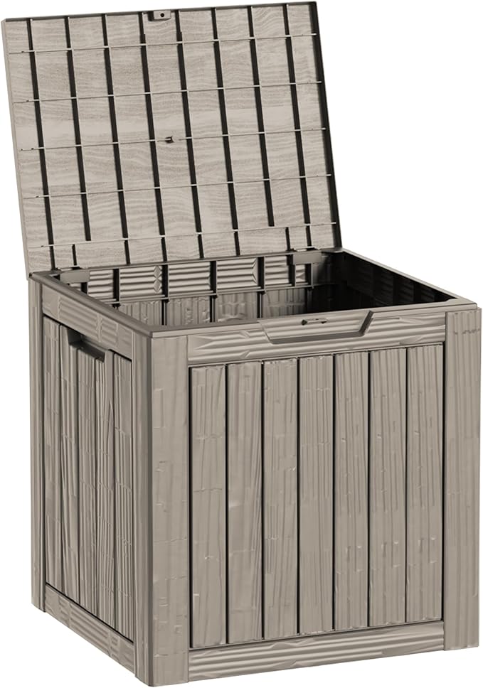 30 Gallon Waterproof Deck Boxes for Outdoor - Compact Resin Patio Storage Boxes, Pool Storage Bin with Lock for Cushions & Tools, UV-Resistant, Slate Grey