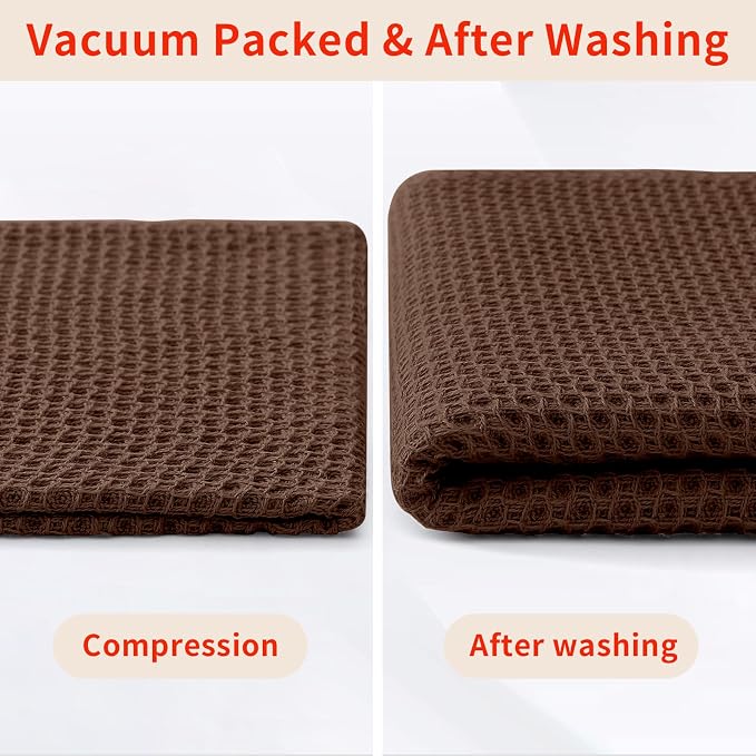 Homaxy 100% Cotton Waffle Weave Kitchen Dish Cloths, 4-Pack, Coffee | 12 x 12 Inches, Ultra Soft Absorbent Dish Towels, Quick Drying Dish Rags with Hanging Loop