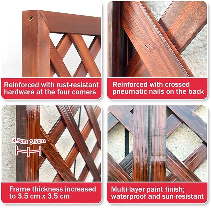 Zfmnoyev Outside Wooden Decorative Fences, Courtyard Edge Fence Board, Decorative Garden Trellis for Climbing Plants, Standing Decorative Privacy Fence Panels for Deck Patio Balcony(45x150cm)