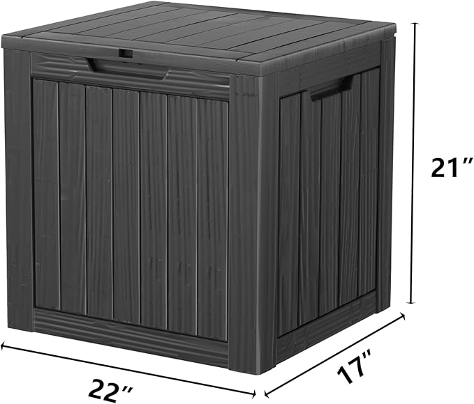 30GAL Black Outdoor Deck Box with Lock Hole - Waterproof, UV - Protected (SGS 1000plus), Ideal for Storing Patio Cushions and Garden Tools, Easy Assembly