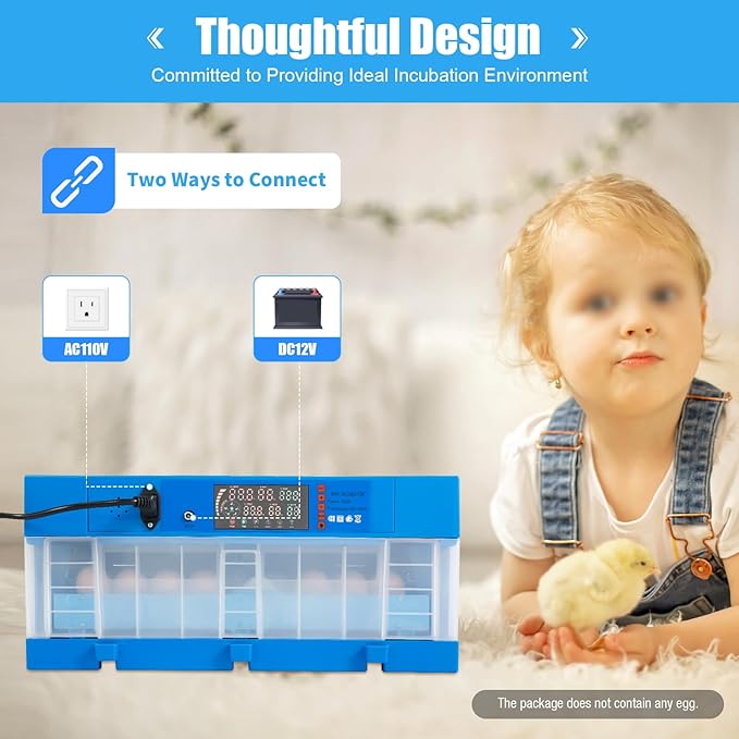 64 Chicken Egg Incubator, Automatic Digital Poultry Egg Incubator, Mini Smart Egg Incubator, Automatic Egg Rotation and Temperature and Humidity Control, for Chicken/Duck/Goose/Pigeon/Quail