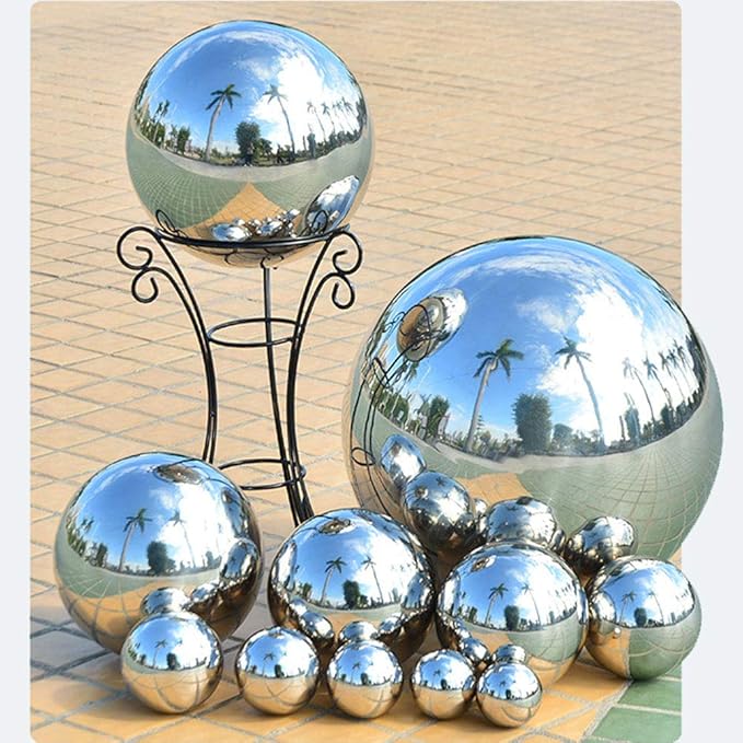 6pcs Gazing Ball 2.36/3.15/3.93 in,Seamless Silver Stainless Steel Polished Reflective Smooth Mirror Garden Sphere Globe,Props of Photography,Colorful Addition to Any Garden Home
