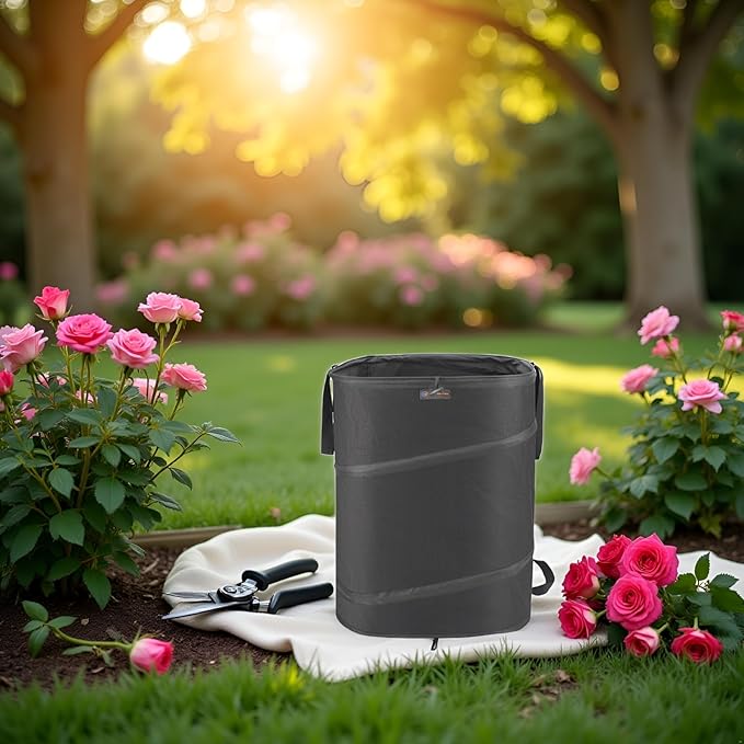YUDI & GARDEN 46 Gallon Square Collapsible Yard Waste Bin|Collapsible Trash Can|Camping Trash Can, for Collecting Weeds or Yard and Party Waste