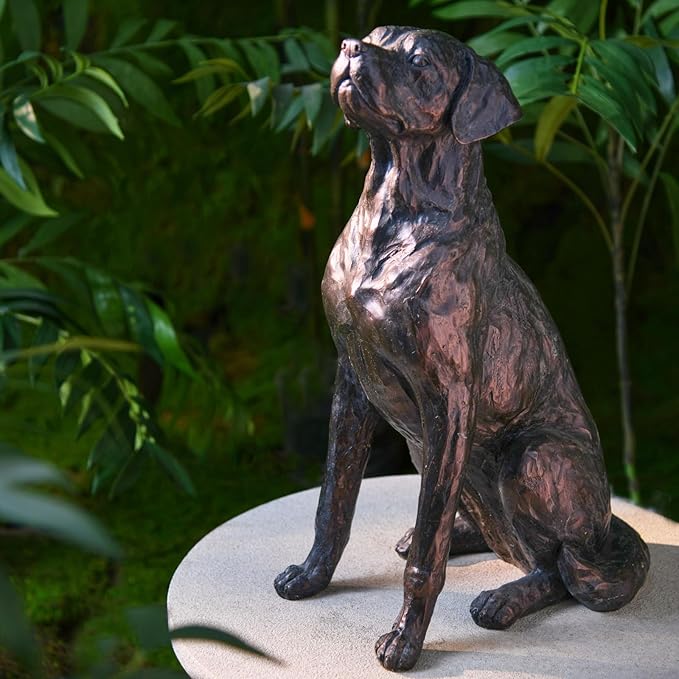 Garden Statue Outdoor Decorations Dog-Figurine – 19inch Black Labrador décor Sculpture Sitting Statue Resin Sculpture for Patio Lawn Yard Porch Garden 12.25L*8.25W*19H