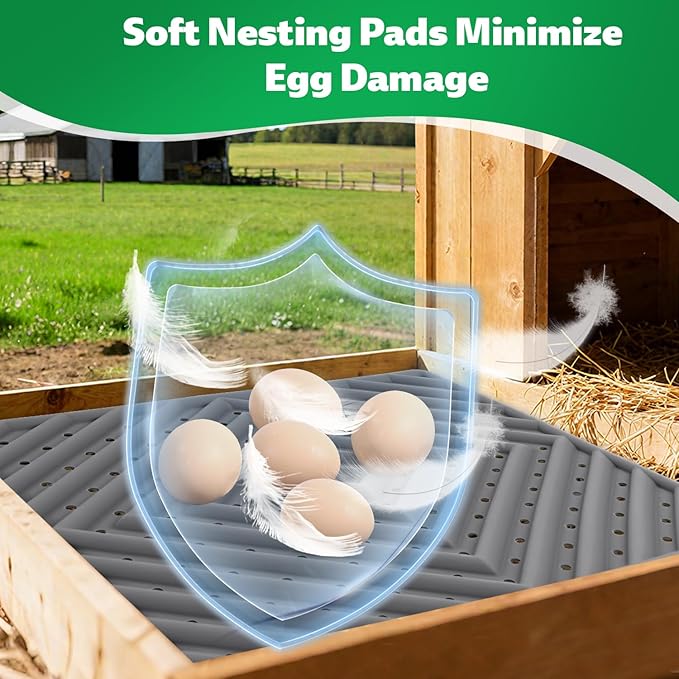 Chicken Nesting Pads for Chicken Coop, Washable Laying Pads for Nesting Box, Reusable Hen Nesting Box Pads for Coop Bedding, Soft Silicone Material, Easy to Clean, 12" x 12", Grey, 5 Pack