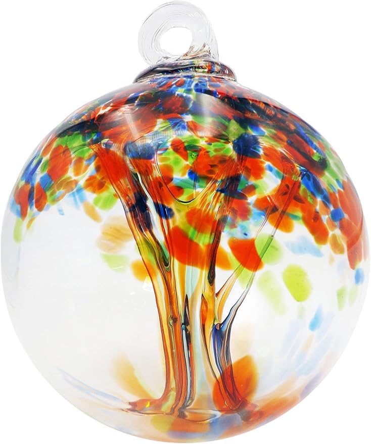 Dale Tiffany Hand Blown Glass, 4" Diameter Royal, Tree of Life Collection, Witch Globe Hanging Garden Indoor/Outdoor Decorative Ornament Gazing Ball