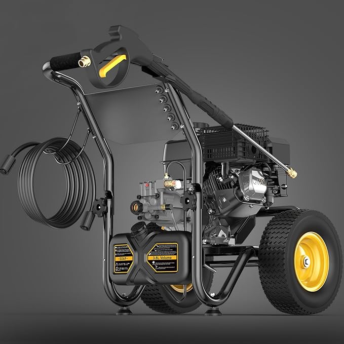 BLUBERY Gas Pressure Washer, 3600 PSI Pressure Washer,2.7 GPM Heavy Duty Power Washer, 30 feet Pressure Hose&Soap Tank,4-Stroke OHV 212cc Engine,Portable Industrial Style,Black