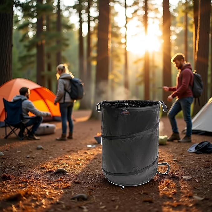 YUDI & GARDEN 45 Gallon Collapsible Garden Bag|Collapsible Trash Can|Camping Trash Can,Black,for Collecting Weeds, Party and Yard Waste