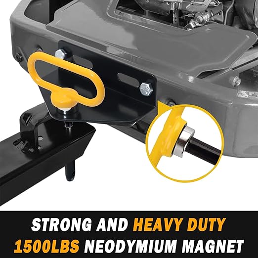 Magnetic Hitch Pin, Lawn Mower Trailer Hitch Pins 1/2 Inch - Strong Heavy Duty Magnet Trailer Gate Pin for Mowers, Lawn Tractors, Towing Cargo, ATV - Simple One Handed Hook On & Off(Yellow)