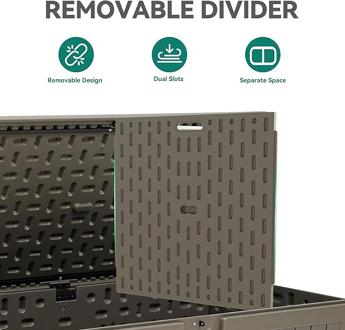 YITAHOME 200 Gallon Double-Wall Deck Box with Divider & Side Handles, Outdoor Large Storage for Patio Furniture Cushions, Garden Pool Accessories, Water Resistant & Lockable