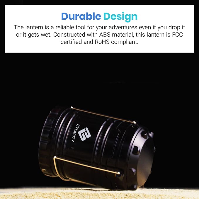 Etekcity LED Camping Lanterns, Battery Operated, 2 Pack | Power Outages, Hurricane Preparedness, Camping, Emergency Kit, Water Resistant, Collapsible Design, Batteries Included