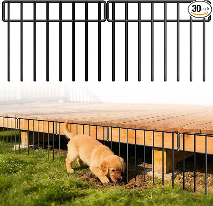 42.5FT Garden Fence Animal Barrier - 30 Pack No Dig Fence Panels Dog Fence, Rustproof Metal Anti Digging Barrier Garden Edging Border, Outdoor Animal Barrier Fencing for Yard, Rabbit, Patio