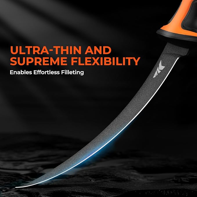 KastKing Ultimate Angler 9" Fillet Knife, Fishing Knife for Men | Sharp Vanadium Stainless Steel Blade, EnduraGrip Handle, Corrosion-Resistant, Sheath with Sharpener & Line Cutter