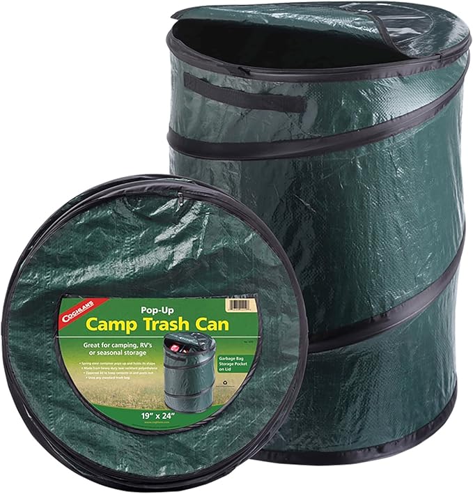 Coghlan's Pop-Up Lightweight Trash Can – Collapsible Waste Bin for Camping, RV, Outdoor Events, and Travel – Durable, Compact, and Easy to Store – 29.5 Gallon