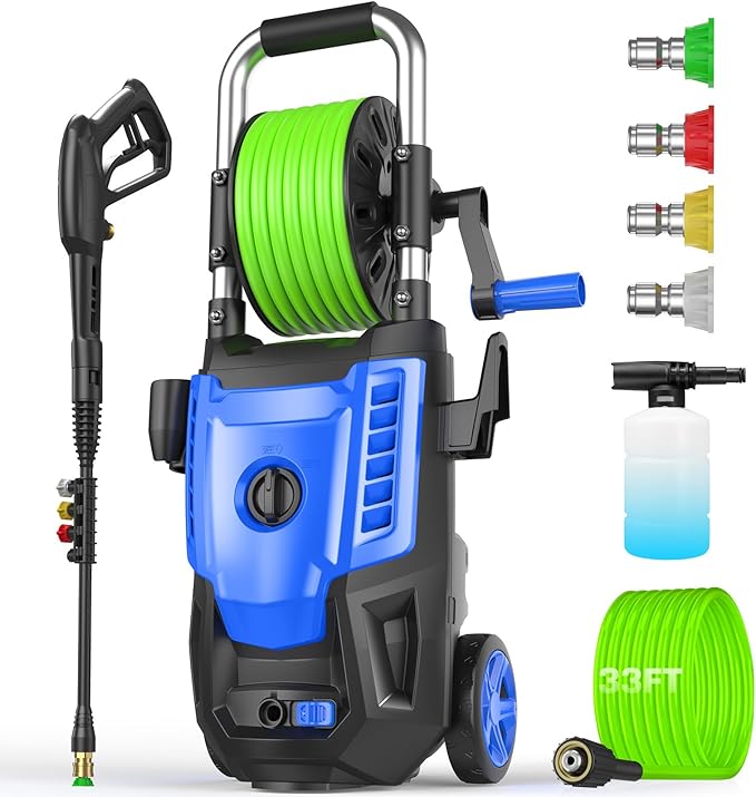 Professional Pressure Cleaner 4800PSI, 4.0GPM Portable Power Cleaner with 4 QC Nozzles and Soap Bottle, Cleaner Machine for Cars/Home/Driveways/Patios/Decks/Fences, Blue