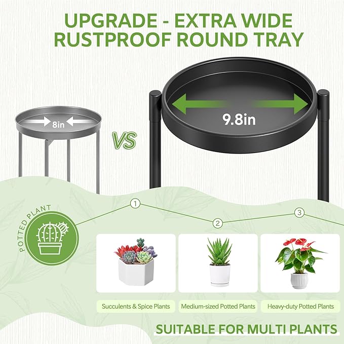 iDavosic.ly 7 Tier Large Plant Stand Indoor with 10 Inch Wide Tray, Tiered Corner Metal Outdoor Flower Display Holder Shelf, Folding Tall Rack for Patio Porch Living Room, Modern Black
