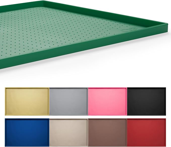 Hubulk Dog Feeding Mat,100% Waterproof Food Grade Silicone Pet Food and Water Bowl Placemat,Dishwasher, High Raised Edge to Prevent Spills,Nonslip Tray to Stop Messes on Floor(28"x18"x0.8",Hunter )