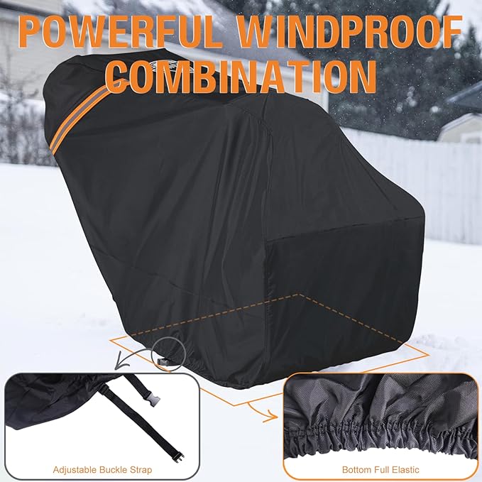Snow Blower Cover, Heavy Duty 900D Waterproof Snowblower Cover, Outdoor Snow Thrower Protector, Universal Fit for Most Two-Stage&Single-Stage Snow Blowers for EGO, Honda, Ryobi, Cub Cadet, Ariens&Toro