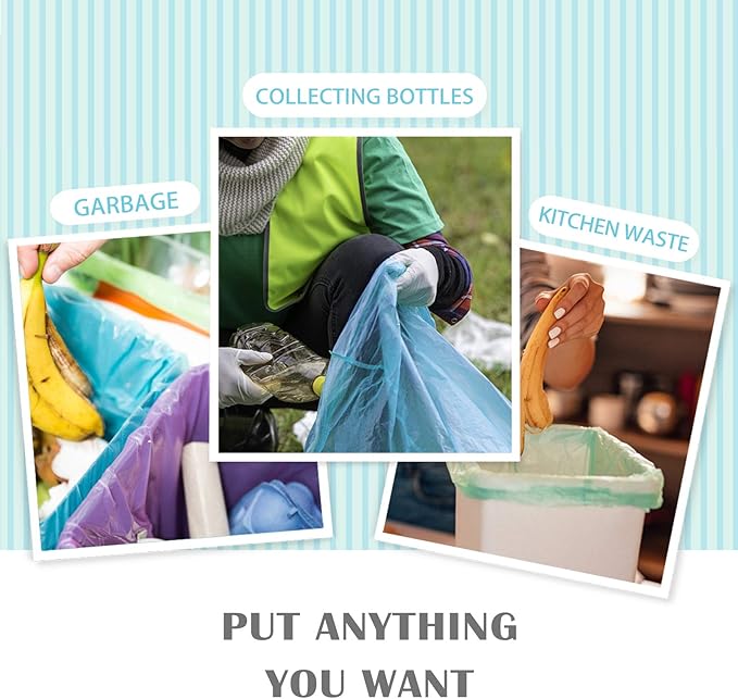 8 Gallon 330 Counts Strong Trash Bags Garbage Bags by Teivio, Bathroom Trash Can Bin Liners, Plastic Bags for home office kitchen,Multicolor