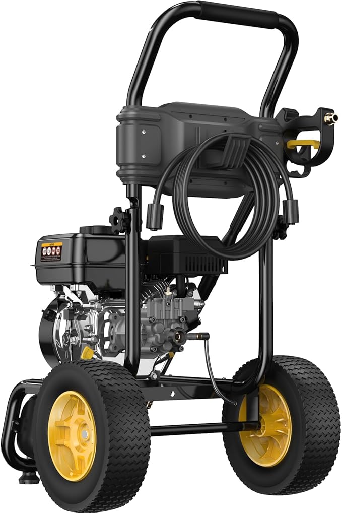 BLUBERY Gas Pressure Washer, 3500 PSI Pressure Washer,2.6 GPM Heavy Duty Power Washer, 30 feet Pressure Hose&Soap Tank,4-Stroke OHV 212cc Engine,Portable Industrial Style,Black