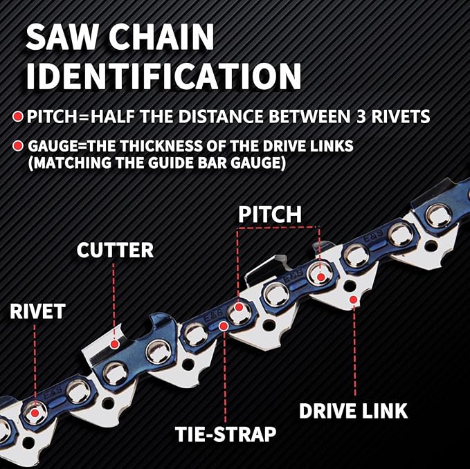 E & S 3 Pack 18 Inch Chainsaw Chain .325" Pitch .050" Gauge 72 Drive Links Semi-Chisel Chain Saw Chains for Husqvarna, Poulan, Craftsman, Greenworks and More Chainsaw Brands
