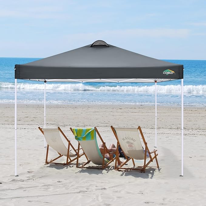 COBlZI 10x10 Pop Up Canopy Tent with 4 Removable Sidewalls,Waterproof Commercial Easy Adjustable Gazebo Tent with Air Vent, 4 Sandbags,4 Stakes & 8 Ropes(Tents for Party/Exhibition,Grey