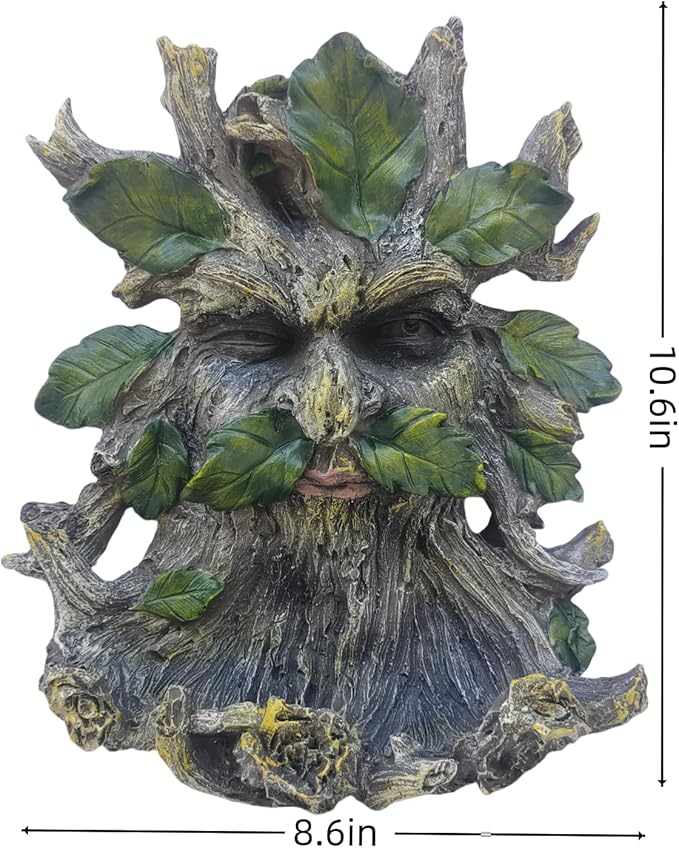 Whimsical Tree Face Garden Decoration ,Tree Faces Decor Outdoor Wallmounted Statue Art with Leaf Features, Outdoor Decor Garden Accessory (Home Decor)