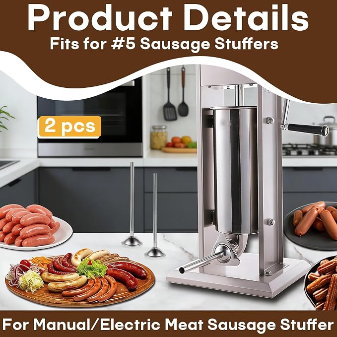 2-Pack 10mm Stainless Steel Sausage Stuffing Tubes for #5 Sausage Stuffer | Fit to Homemade Snack Sticks & Breakfast Links, Slim Sausage Stuffing Horn,For Manual/Electric Meat Sausage Stuffer