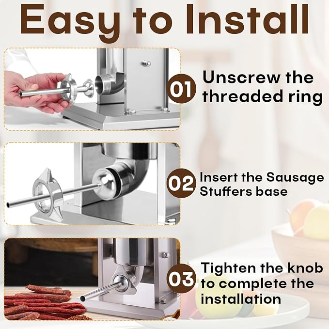 2-Pack 10mm Stainless Steel Sausage Stuffing Tubes for #5 Sausage Stuffer | Fit to Homemade Snack Sticks & Breakfast Links, Slim Sausage Stuffing Horn,For Manual/Electric Meat Sausage Stuffer