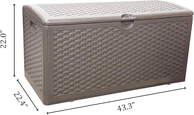 80 Gallon PLUS Lockable Deck Box, Waterproof & UV-Resistant Outdoor Storage for Patio Cushions, Heavy Duty Resin Deck Storage Container(Brown)