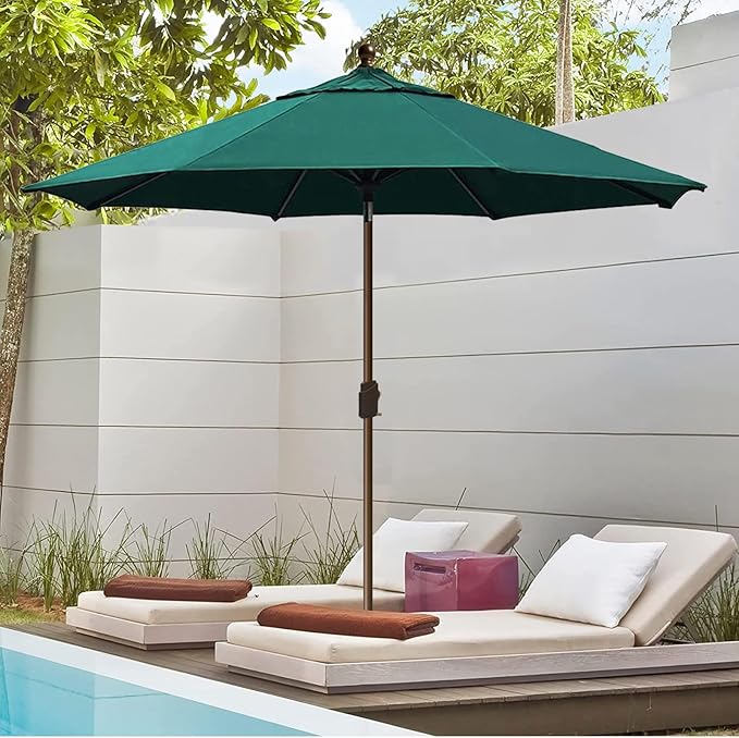 EliteShade USA 10-Year-Non-Fading 10Ft Market Umbrella Patio Umbrella Outdoor Table Umbrella with Ventilation, Forest Green