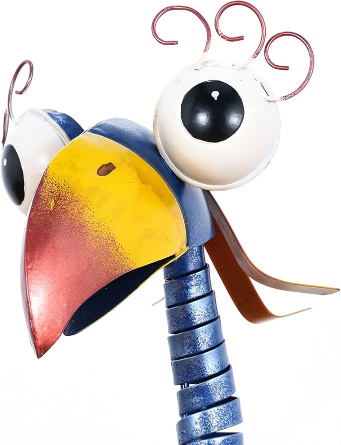 Tooarts Metal Garden Bird Statue Standing Animal Backyard Ornaments Outdoor Sculpture for Lawn Patio Art Decoration