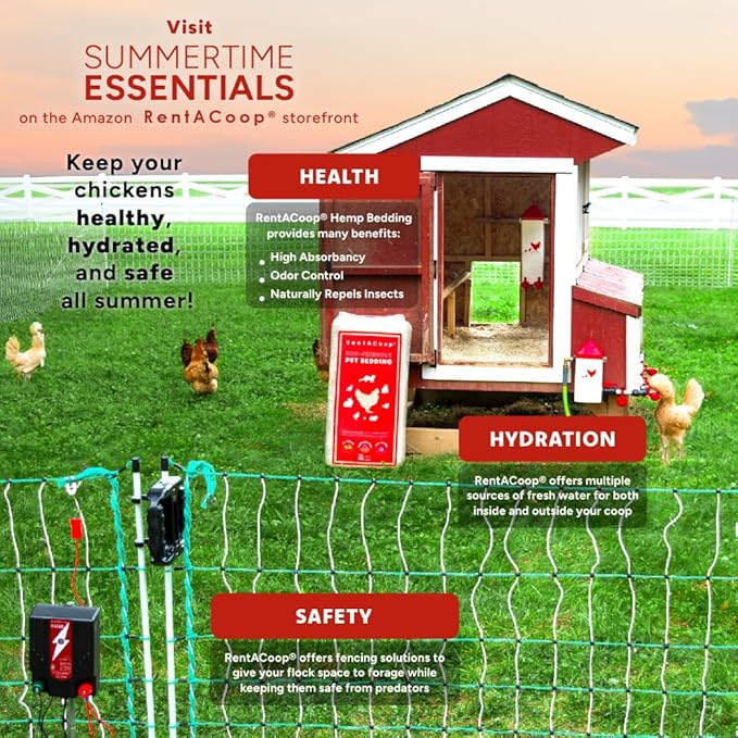 RentACoop 2 Gallon Chicken Waterer, BPA-Free Plastic Bucket Waterer Set with 4 Horizontal Nipples, Large Capacity Poultry Waterer - Center Placement