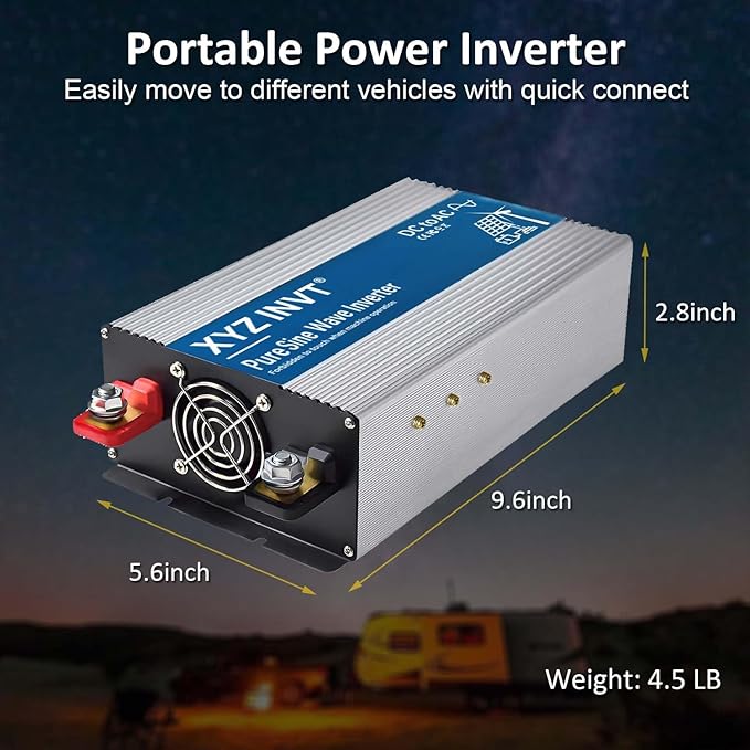 2000W Pure Sine Wave Inverter DC 12V to AC 120V, 4000W Peak Power with LED Display, Power Converter for Car, Truck, Solar, Home & Rechargeable Devices