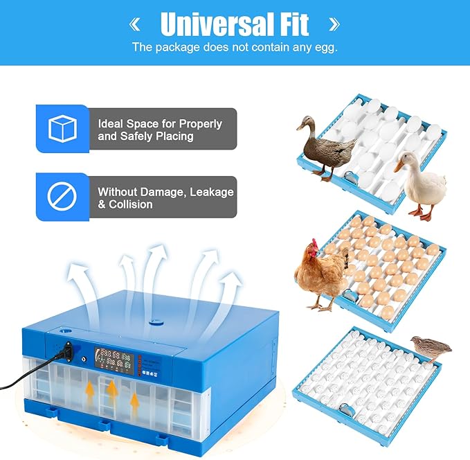 64 Chicken Egg Incubator, Automatic Digital Poultry Egg Incubator, Mini Smart Egg Incubator, Automatic Egg Rotation and Temperature and Humidity Control, for Chicken/Duck/Goose/Pigeon/Quail