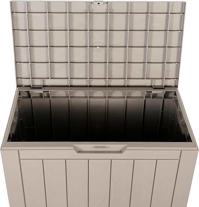 BTEXPERT Set of 2, Indoor Outdoor Storage Box, 30 Gallon Resin Deck Container for Package Delivery Patio Furniture Cushions Garden Tools Pool Sports Equipment UV Resistant Waterproof Lockable