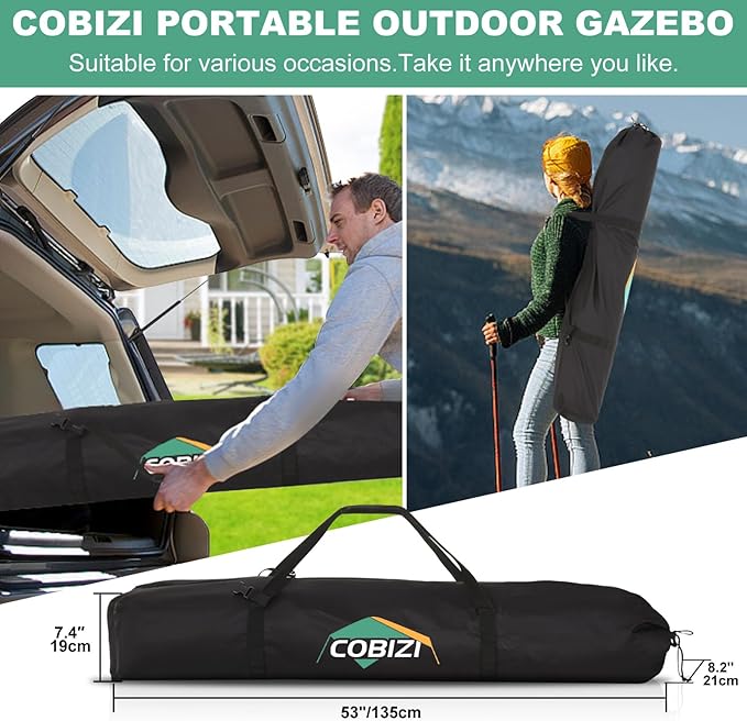 COBIZI 6x6 Pop up Gazebo Tent on Clearance, Ez up Waterproof Screen Tent Screen House with 3 sidewalls,Portable Outdoor Canopy with Carry Bag & Ground Stakes for Camping,Garden and Picnics, Brown