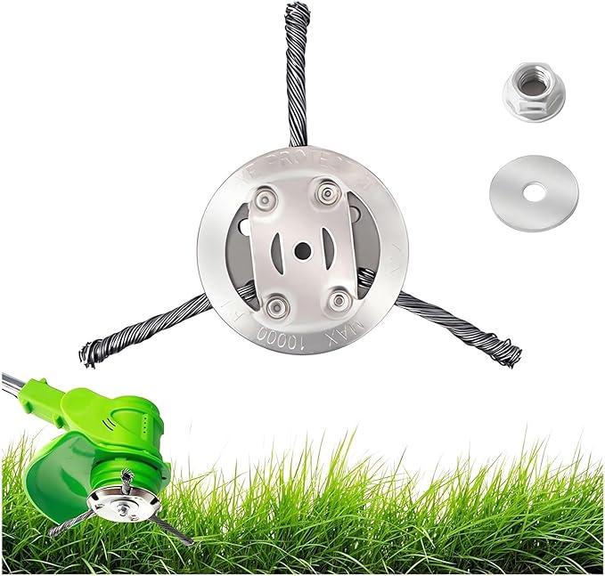 6 Inch Steel Wire Rotary Heavy Duty Weed Brush Cutter Wheel Grass String Trimmer Blades Head Universal Metal Wire Weed Eater Trimming Head Replacement Weed Wacker Weedeater Attachments (3 heads - 8in)