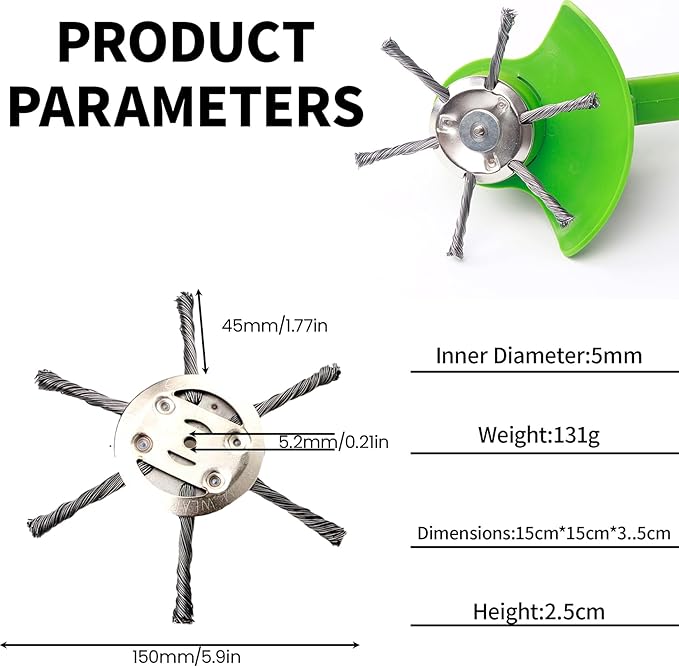 2025 New Steel Wire Grass Trimmer Head, 6 Inch Universal Steel Wire Trimmer Head with Adapter, String Trimmer Replacement Head for Electric Cordless Lawn Mower Tray (1PC 6 Blades(6 Inch))