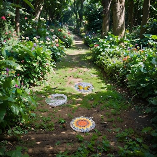 Sunflower Stepping Stones Outdoor Garden - Pavers for Outside Walkway Garden Stones Garden Stepping Stones Outdoor Decorative Stone for Garden 9.5 * 9.5 * 0.7 Inch LC Lcdecohome